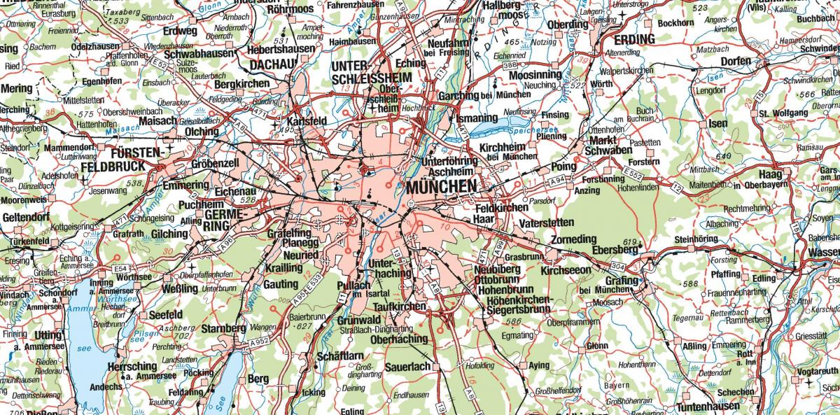 Münih haritası ve çevre il
