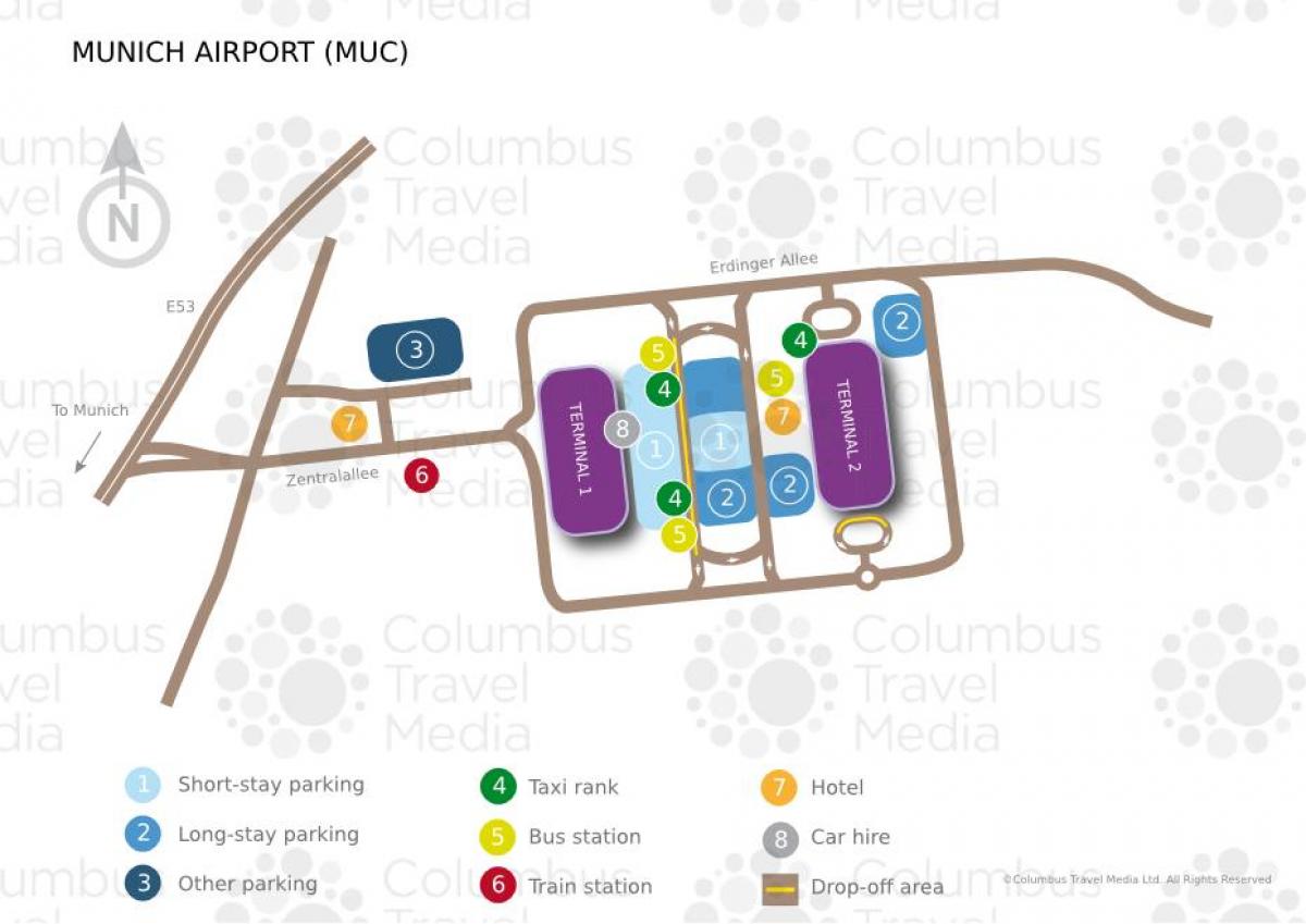 Münih havaalanı, tren istasyonu haritası 