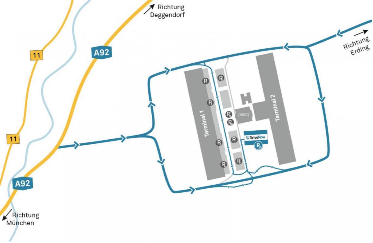 Münih havaalanı araç kiralama harita