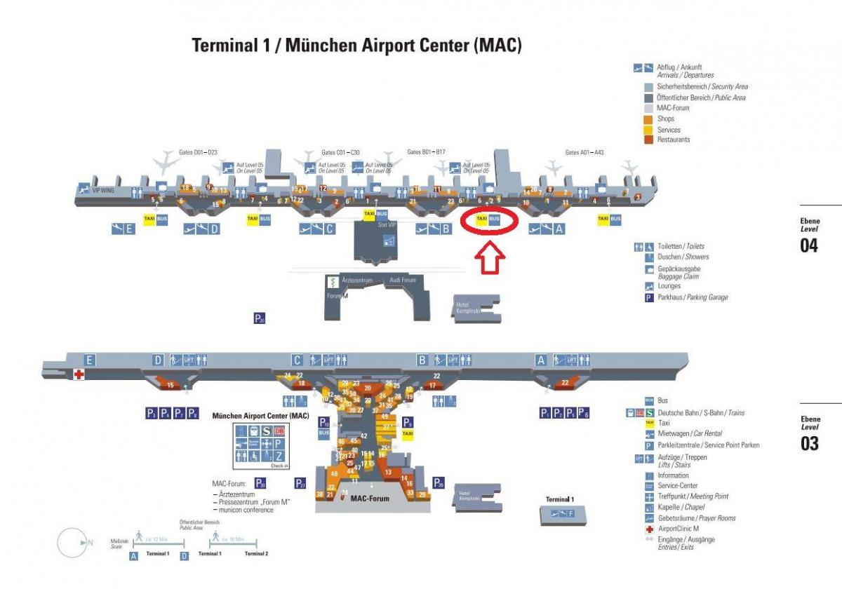 1 Münih haritası havaalanı terminal 