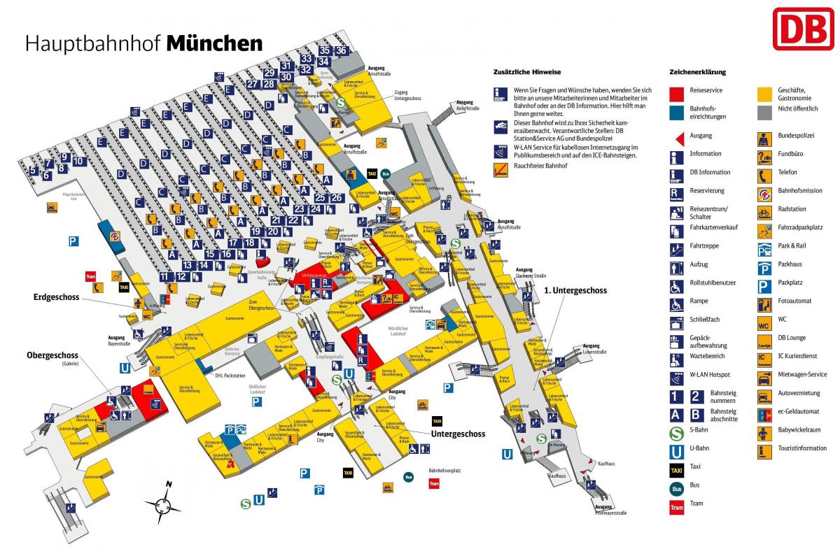 Münih Merkez Tren İstasyonu haritası