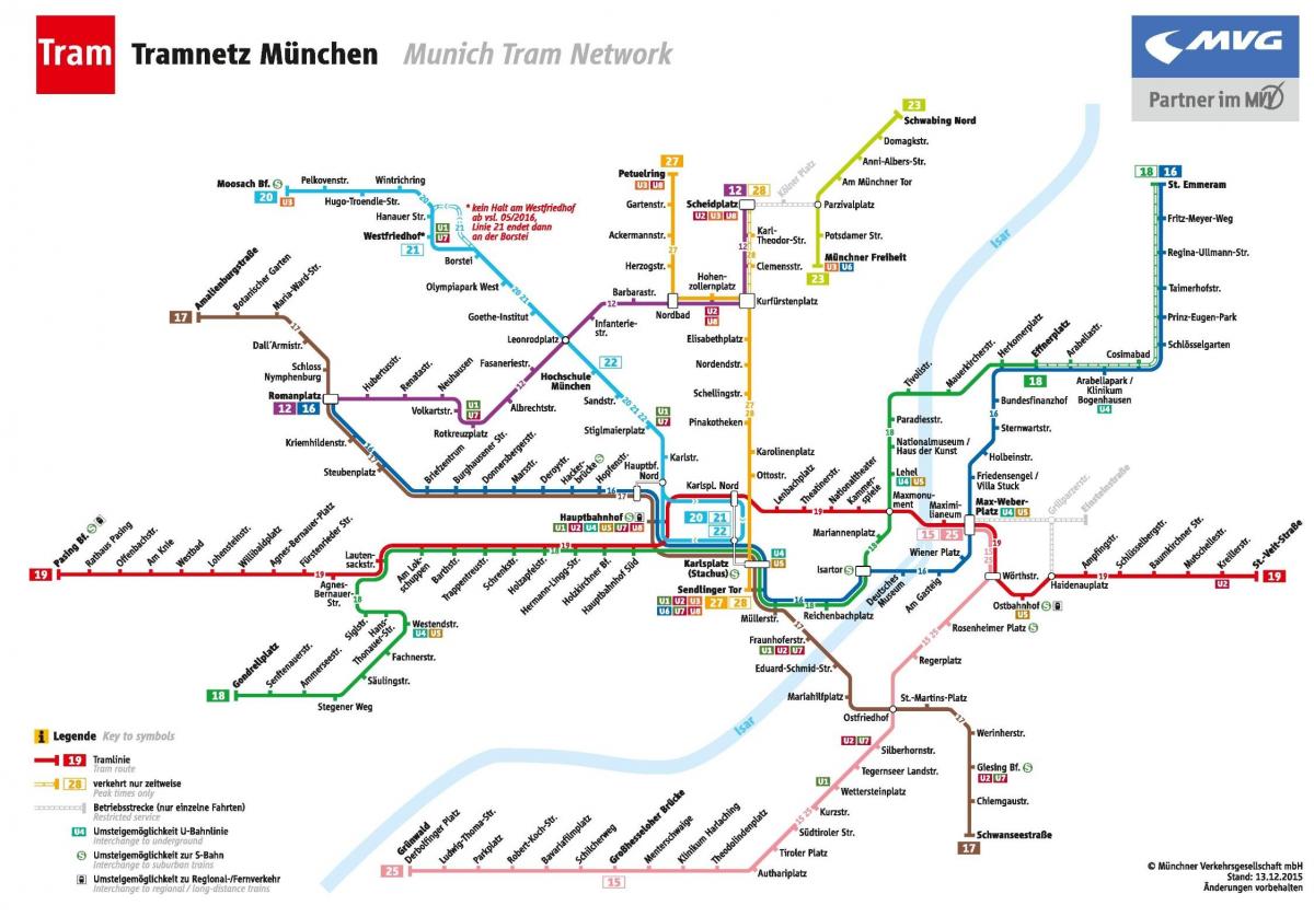 Münih tramvay haritası 
