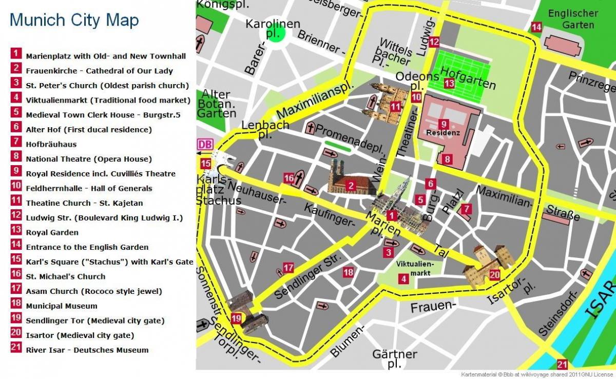 Münih şehir merkezi yakınında haritası 